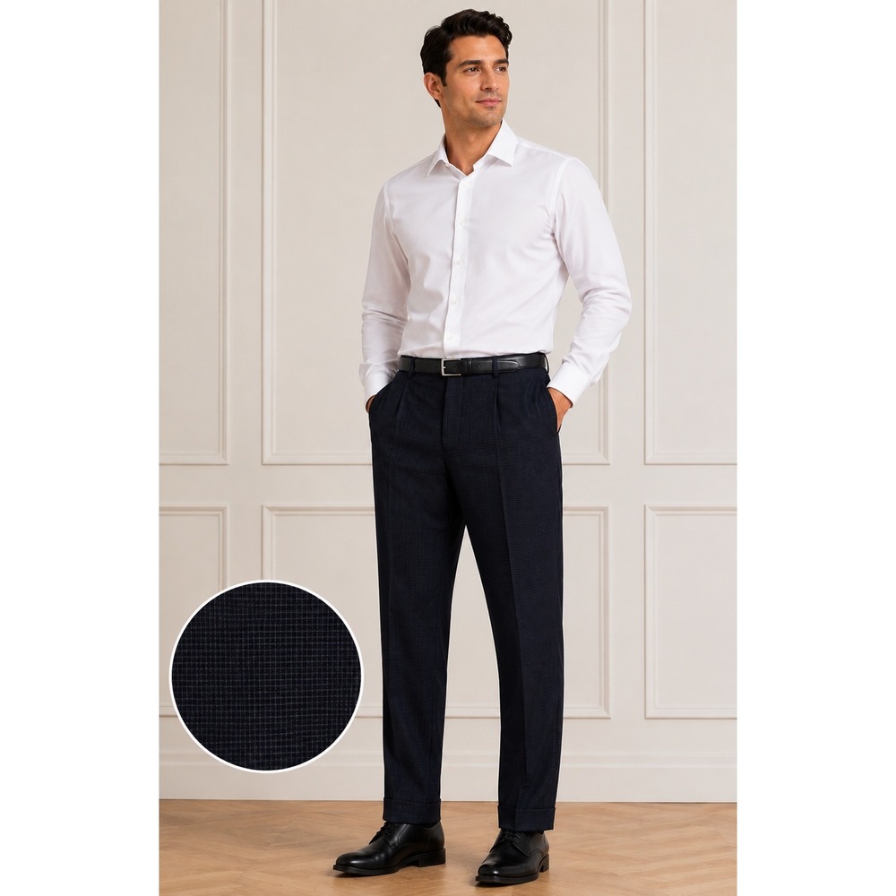 Louis Raphael Tailored Dress Pants Mens 38x32 Navy Wool Pleated‎ Cuffed